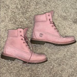 Pastel pink Timberlands only worn once!!!